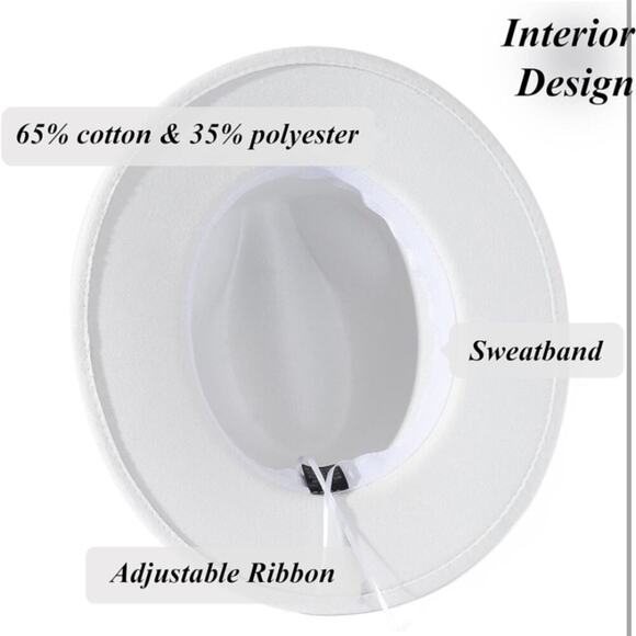 Fedora White Hat Unisex Classy Chic Men Women Buckle Strap